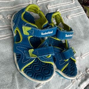 Boys Timberland Sandals Velcro Size 8 Blue/Green